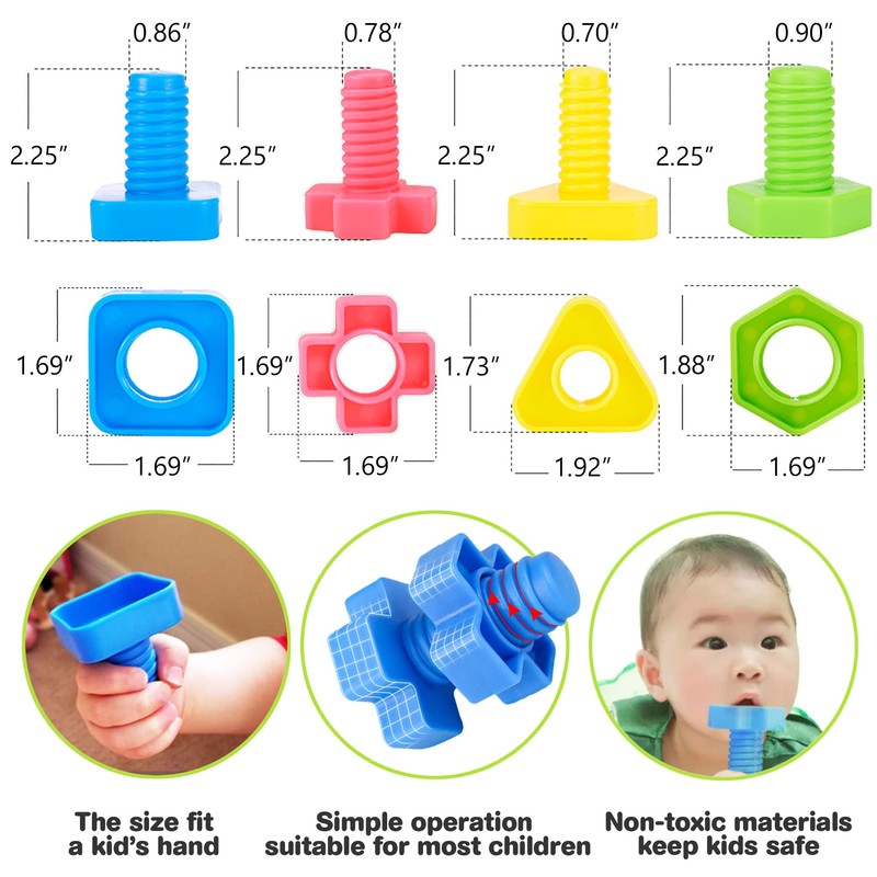 SIENIANLINE Screws and Nuts Game – Colourful Screw Game 32-Piece