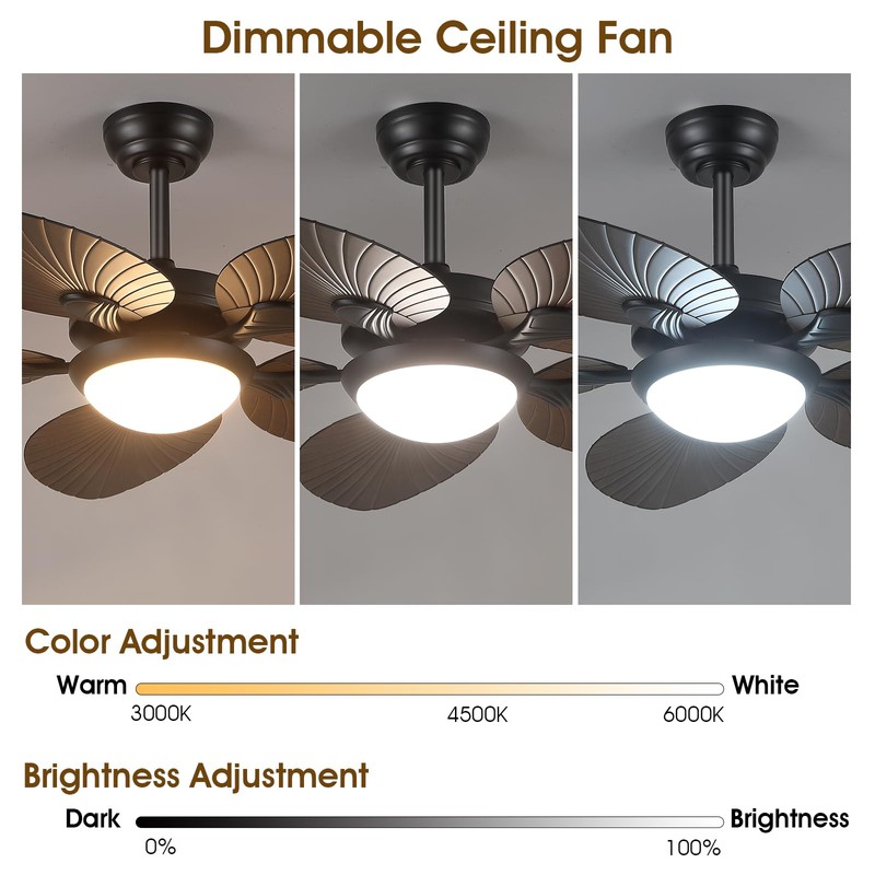 Wiviniya Tropical Ceiling Fans with Lights and Remote/APP Control, 44
