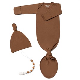 Super Soft Silky Infant Long Sleeve Sleeper for Baby Girl and Boy Sleeping Bag with Mittens and Hat Set (Extra Long), Unisex Plain Coming Home Outfit