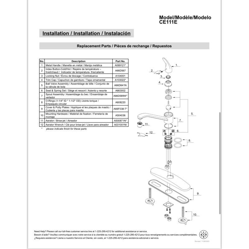 MAINLINE Centurion Single Handle Kitchen Faucet 1.5GPM #CE111E-CP BRAND NEW