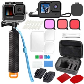 Compatible for Go Pro Hero 13 12 11 10 9 Black Waterproof Housing Case 60M/196FT Protective Underwater Diving Case Shell with Cameras Handle Mount Accessories Kit