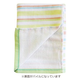 [Lightweight and Easy to Dry] 100% Cotton Front Gauze Back Pile Bath Towel 3 Color Set Striped Pattern (23.6 x 47.2 inches (60 x 120 cm)