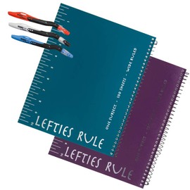 2 Left-Handed"Lefties Rule" Wide Ruled Notebooks Plus 3 Left-Handed Visio Pens, Assorted Colors