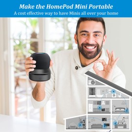 PlusAcc Battery Base for HomePod Mini - 10000mAh Portable Charging Station Compatible with Home Pod Mini, Cord Management Charger Stand Holder, No Muffled Sound (Black)