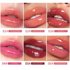 Honeyouth Lip Plumper Raspberry (0.19 Fl. Oz.) Lip Gloss Natural Lip Oil 2in1 Lip Care Serum for Beautiful Fuller-Looking Lips, Hydrating & Reduce Fine Lines,Tangerine