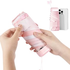 Parasol, Lightweight Folding Parasol, Cute Small Umbrella with Box, Cute Small Folding Umbrella, UV Protection, High Strength 6 Ribs, Windproof, Waterproof, Breathable, Easy to Carry, Popular for Rain