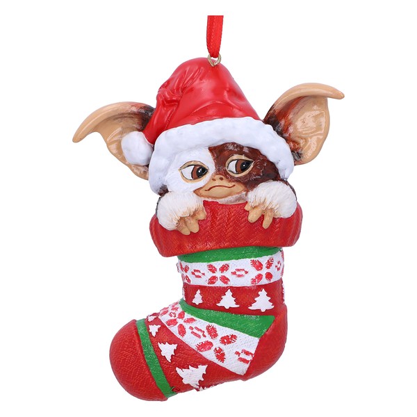 Nemesis Now Gremlins Gizmo in Stocking Hanging Festive Decorative Ornament for Christmas, Red, 12cm