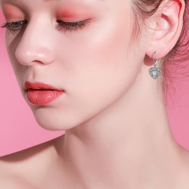 DAOCHONG 925 Sterling Silver Heart Dangle Drop Earrings Leverback Clasp Lever back Earring for Women Jewelry Gift