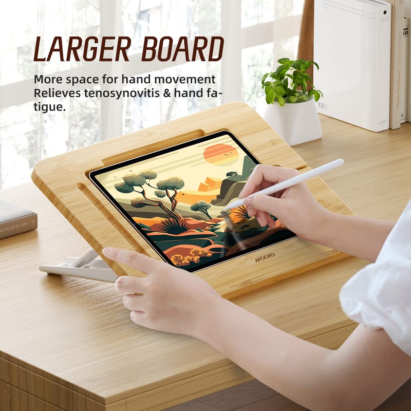 AFOOYO Bamboo Tablet Drawing Stand - Portable & Adjustable 5