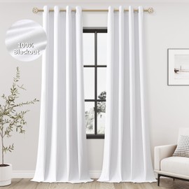 Jowels Cortinas Opacas De Lino Blanco De 100" De Largo, Juego De 2 Paneles para Sala De Estar Y Dormitorio, Cortinas De Lino 100% Opacas con Aislamiento Térmico, Cortinas con Ojales Que Oscurecen La