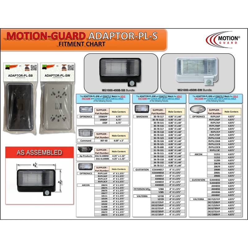 MOTION-GUARD, MG1000-450B-SB, RV Exterior Mounted Bright LED Motion Sensor Porch