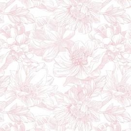 Dimoon 78.7"x17.3" Peel and Stick Wallpaper Floral Contact Paper Boho White Pink Flower Wallpaper Removable Wall Paper Self Adhesive Modern Contactpaper for Cabinets Drawers Bedroom Thicken Vinyl