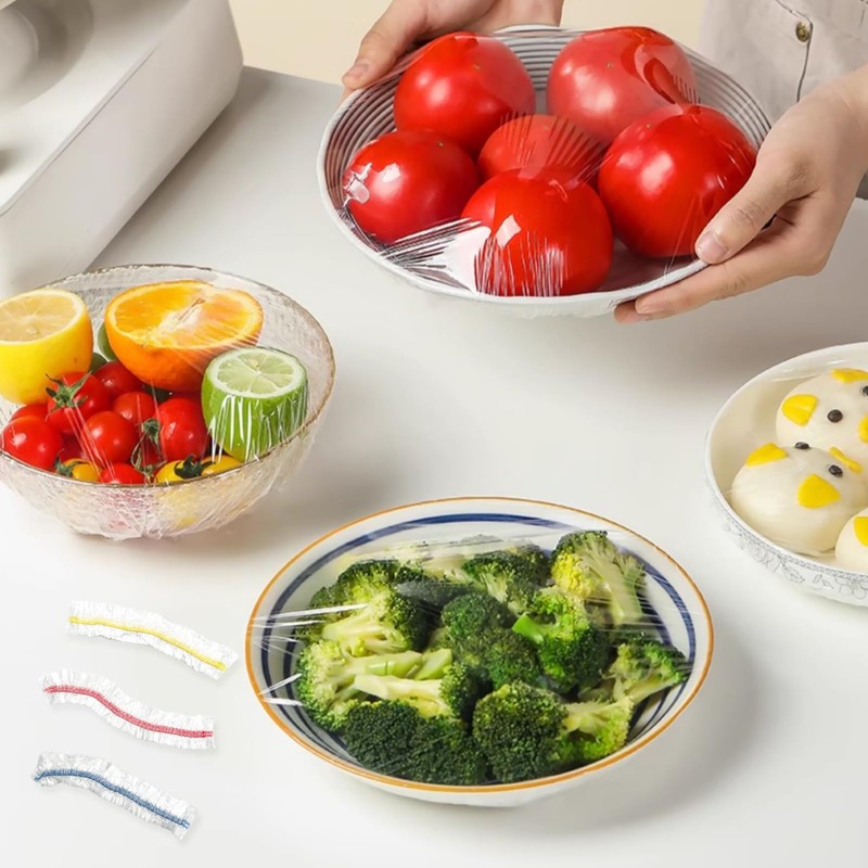 Bliceon 200 Pack White Stretch Food Covers, Elastic Plastic Bowl