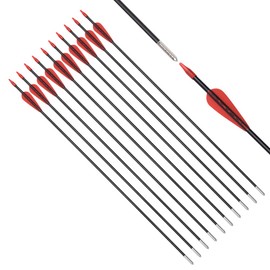 6875 Fiberglass Arrows Archery 28 Inch Target Shooting Safetyglass Recurve Bows Suitable for Youth Children Woman Beginner 12pcs/Pack (tigerspot red Vanes)