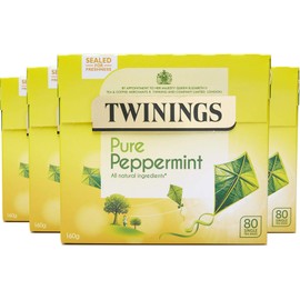 Twinings Pure Peppermint Flavoured Tea Bags - 320 Biodegradable Bags (Multipack of 4 x 80), Caffeine & Sugar Free Herbal Tea for Digestion & Refreshment, Natural Peppermint Flavor