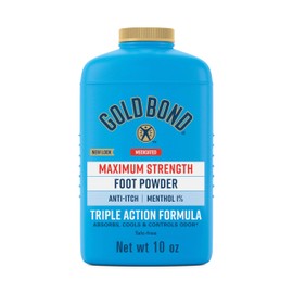 Gold Bond Medicated Talc-Free Foot Powder 10 oz., Maximum Strength Odor Control  Itch Relief                                                          