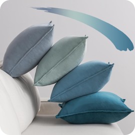 NOSTHEART Cushion Cover 40 x 40 cm, Blue, Set of 4 Velvet Cushion Covers, Decorative Sofa Cushion Cover with Hidden Zip for Sofa, Bedroom, Living Room, Balcony, Colour Gradient