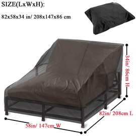 UCARE Double Wide Patio Chaise Lounge Chair Cover Waterproof 82in Outdoor Patio 2 Person Rattan Daybed Sofa Recliner Chaise Longue Protector Dust Furniture Covers