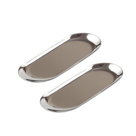 2 Pack Stainless Steel Decorative Tray,Jewelry Dish Bathroom Cosmetics Organizer Vanity Tray Fruit Trays Towel Tray Bathroom Clutter Serving Tray Perfume Tray Small Storage Tray (Silver -9 Inch Lon)