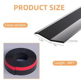 Garage Door Seal Top and Sides，40 FT Universal TPE Weather Stripping Garage Door Trim Seal Weatherproofing Garage Door Seals with Nails and Lids in Black