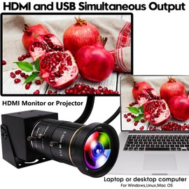 HDMI USB Camera 4K 30fps USB Webcam for Live Streaming 5-50mm 10X Manual Zoom Web Camera USB HDMI Simultaneous Output Video Camera Close-up PC Camers Plug and Play for Linux Raspberry Pi Jetson Nano