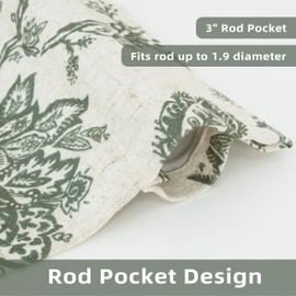 DriftAway Freda Jacobean Floral Linen Blend Blackout Thermal Insulated Energy Saving Privacy Window Linen Curtain Valance Rod Pocket 2 Layers Single 52 Inch by 14 Inch Plus 1.75 Header Loden Green