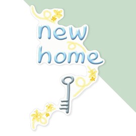 Azeeda 'Key to Your New Home' White Premium Vinyl Decal Sticker – Waterproof, Durable & Easy to Apply - Ideal for Car Bumpers, Windows, Bins and More (DW00166683)