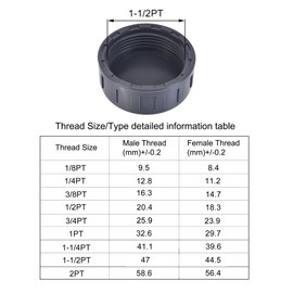 uxcell 1-1/2PT Pipe Fitting Cap, PVC Round Female Thread Hose Connector, for Garden and Outdoor Water Pipes End, Gray