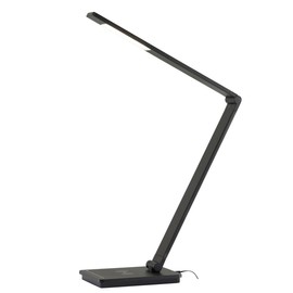 KHG LED Desk Lamp in Black Metal, Dimmable with Sliding Dimmer, Wireless Charging Function via Qi Charger, USB Connection, Colour Changing CCT (White Spectrum) 3,000-5,000K, 520lm Light Output