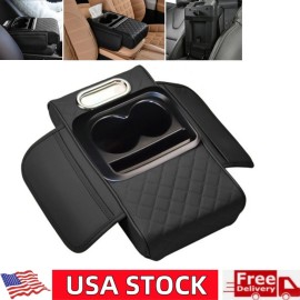 Unbranded Car Armrest Cushion Car Center Console Pillow with Cup Holder & Tissue Box Slot