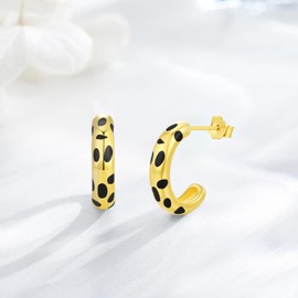 CHENGHONG Leopard Print Earrings 925 Sterling Silver Leopard Print Hanging Hoop Earrings Small Stud Earrings Leopard Print Gifts Jewellery for Women Girls, Sterling Silver