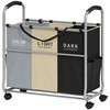 Tajsoon 3 section Laundry Hamper Sorter, Laundry Sorter Cart with