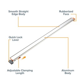 BORA 50” NGX Clamp Edge, Straight Cut Guide for Circular Saws, Easy to Use, Great for Cross-Cutting Plywood Sheets and Routing Dados, 544050