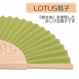 Nishikawa Shoroku Shoten Lotus Fan (Light Green), Open State: H 7.7 x W 12.8 inches (19.5 x 32.5 cm) / Closed State: H 7.7 x W 1.2 inches (19.5 x 3 cm)