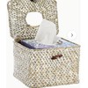 Square Rattan Tissue Box Cover (Whitewash)