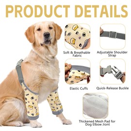 Dog Elbow Protector for Front Leg Calluses, Doggy Joint Recovery Sleeve for Prevent Licking, Adjustable Dog Elbow Pads Leg Wound Care, Pet Knee Brace Protector for Canine Sprain Arthritis, Cartoon,2XL