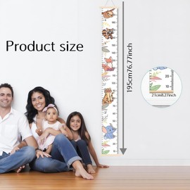 Hanging Kids Height Growth Charts, 1Pc Wall Decor Hanging Height Measure, Kids Height Chart Removable Canvas and Wood Measuring Ruler Height Growth Chart