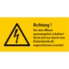 "Achtung! vor dem Öffnen Spannungsfrei schalten!" Symbol Film in Accordance
