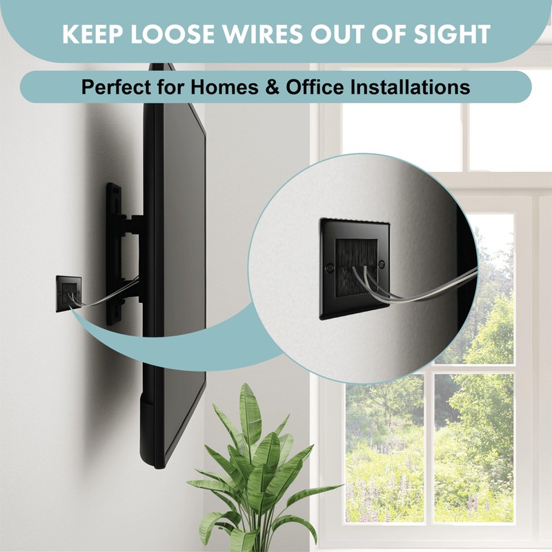 Evoges Black Brush 1 Gang Wall Outlet Entry Plate (1)