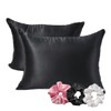 Safhome Satin Silk Pillowcase for Hair and Skin (Standard Black,
