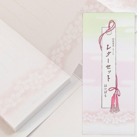 Haibara Bellows Letter Set (Jabara Binsen), Vertical Writing, 90 Sheets, Envelopes, 10 Sheets, Nihonbashi Hibara (Sakura)