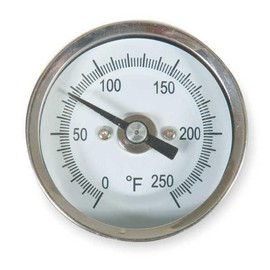 Bimetal Thermom, 2 in Dial, 0 to 250F