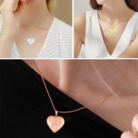 Custom4U Gold Lockets for Women,20+2 inch Heart Shape Photo Pendant Women Birthday Necklace Gift