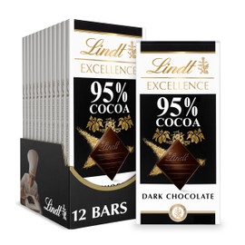 Lindt EXCELLENCE 95% Cocoa Dark Chocolate Bar, Dark Chocolate Candy, 2.8 oz. (12 Pack)
