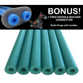 Oodles of Noodles Foam Pool Swim Noodles with Connector, 6-Pack, 52-Inch, Green, Bulk Pack