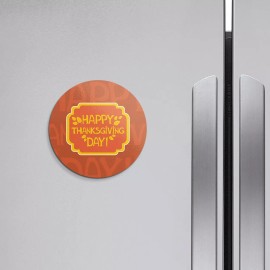 Unbranded Happy Thanksgiving Day Autumn Leaves Card | 4'' X 4'' Round Decorative Magnet