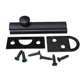 2.5 Inch Flat Door Bolts Black Plated Bolt Door Latches Tower Bolt Sliding Lock Flat Slide Safety Door Barrel Bolt with Screws 1 Pack.