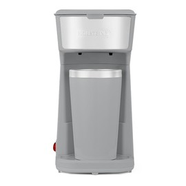 Holstein Housewares Single Serve Coffee Maker, 14oz Personal Coffee Brewer Machine with Reusable Filter, One Touch Operation & Auto Shut Off, Grey