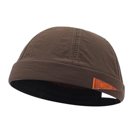 Gvatasz Beanie Docker Cap Waterproof Lightweight Brimless Hats Rolled Cuff Harbour Hat Casual Skullcap Landlord Hat,Brown
