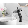Chiczam Waterfall Vessel Faucet, Black, 1 Hole, Lead-Free Solid Brass,